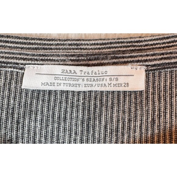 Zara Trafaluc Womens T-Shirt Dress Size Small Black White Striped Flutter Sleeve - Picture 8 of 12